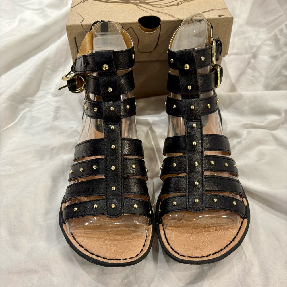 B. O. C. Born Concept Black Studded Gladiator Sandals size 9 New without tags
